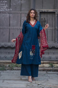 Chic Teal Patchwork Salwar Suit with Artisanal Dupatta