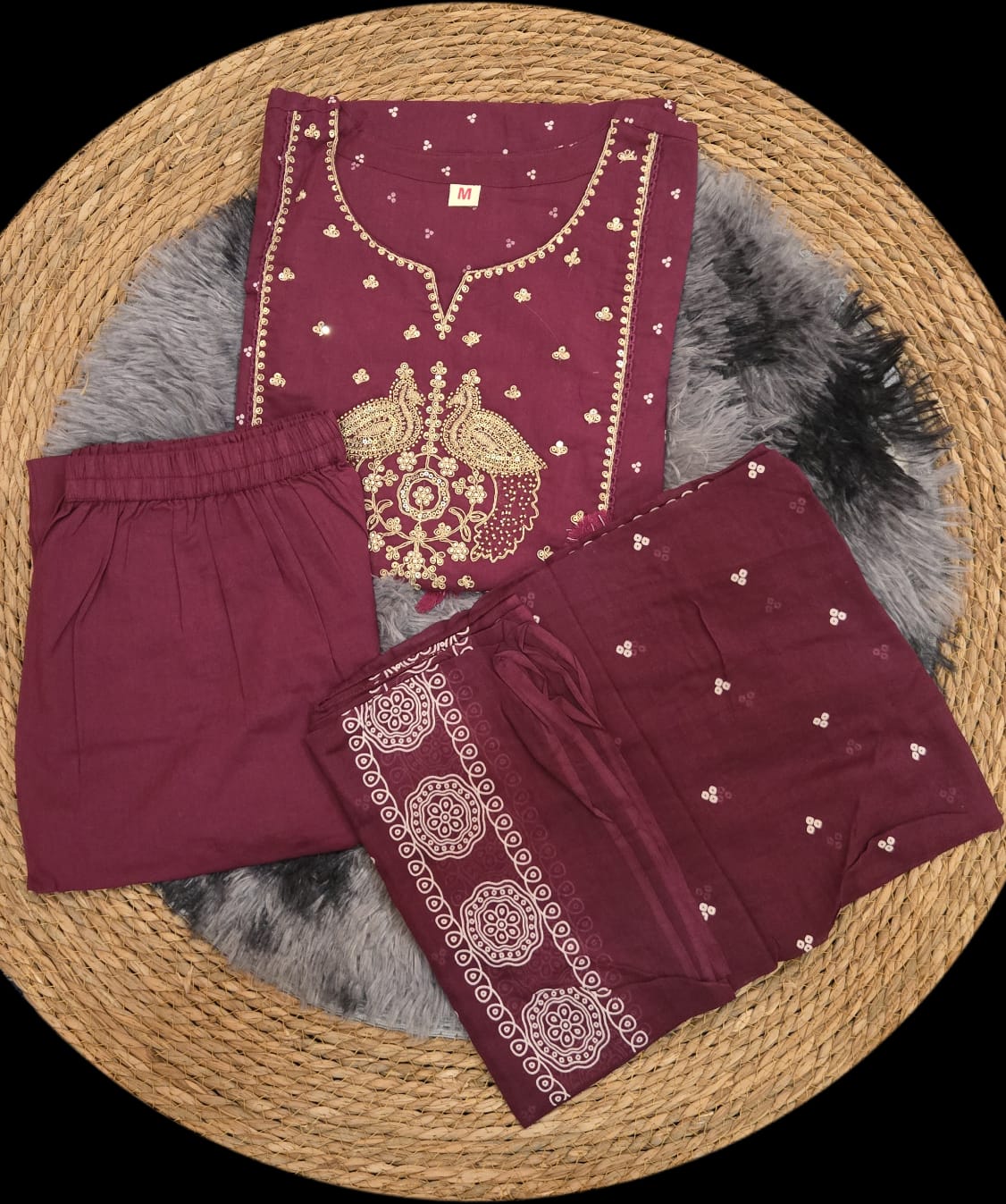 Elegant Wine-Purple Embroidered Salwar Kameez Set