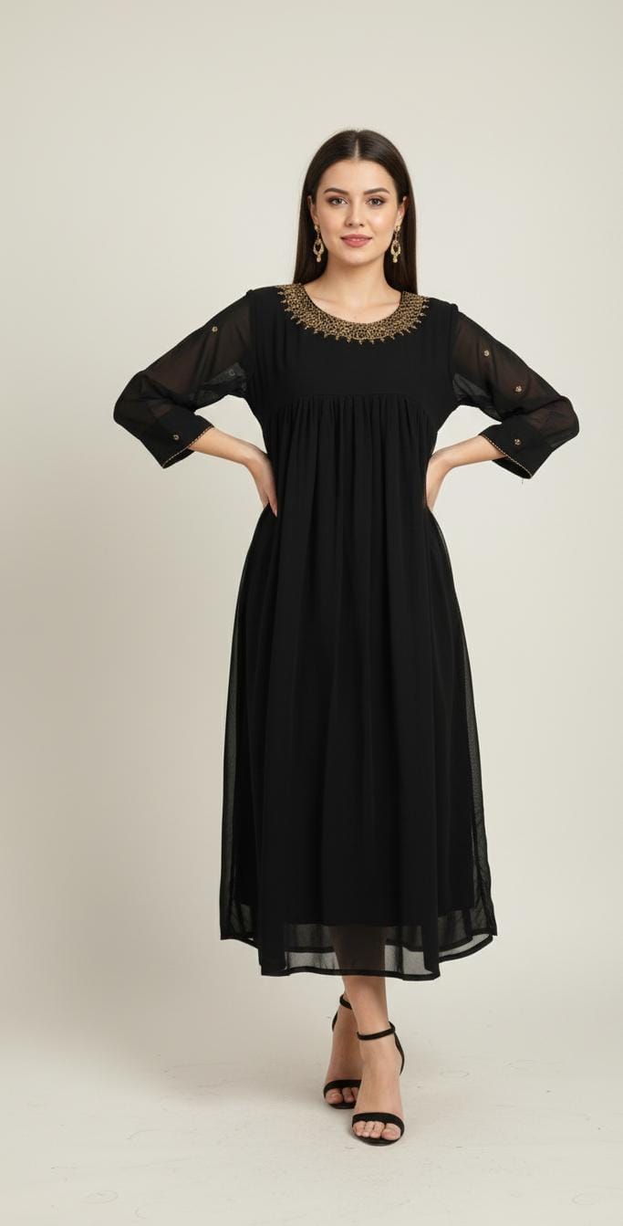 Elegant Embellished Empire-Waist Anarkali Kurta