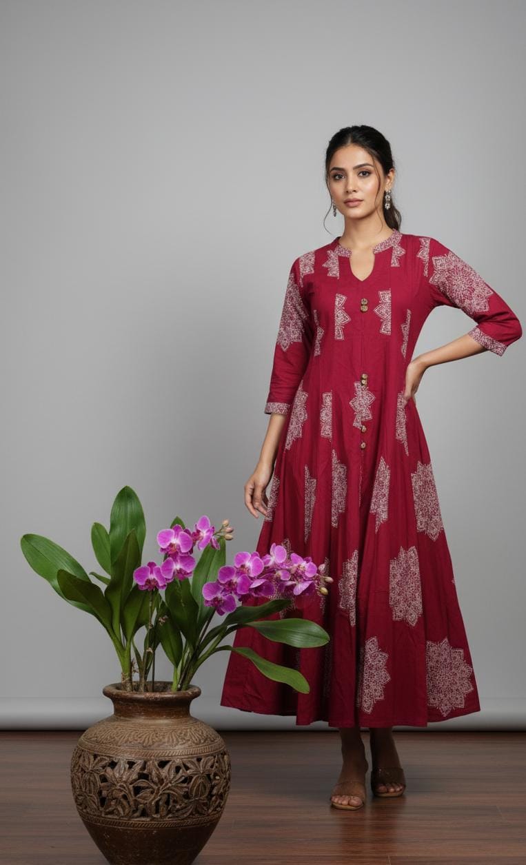 Mandala-Motif Bohemian Anarkali Gown