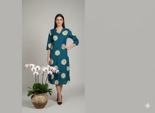 Blue Bandhani Print A-Line Kurta