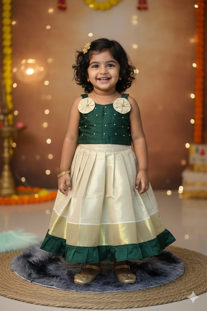 The emerald and ivory classic skirt set