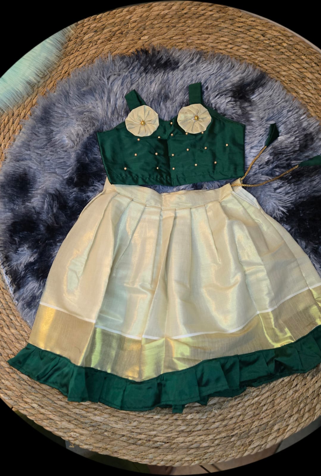 The emerald and ivory classic skirt set