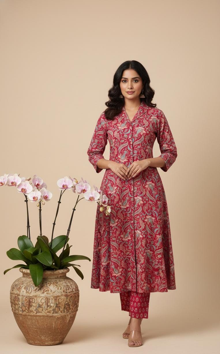 The Crimson Paisley A-Line Co-ord Set