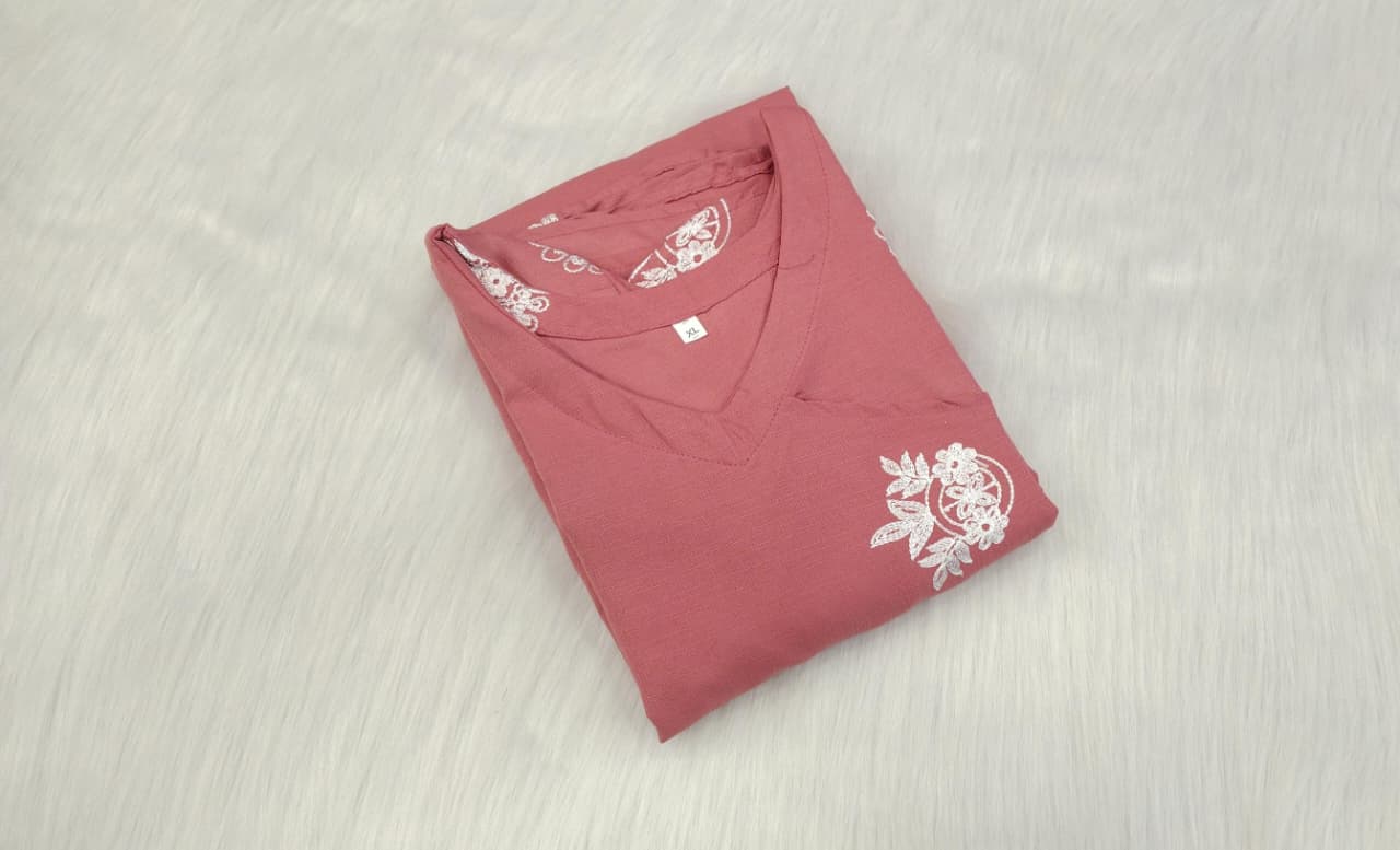 dusty pink Elegance Embroidered A-Line Midi Dress