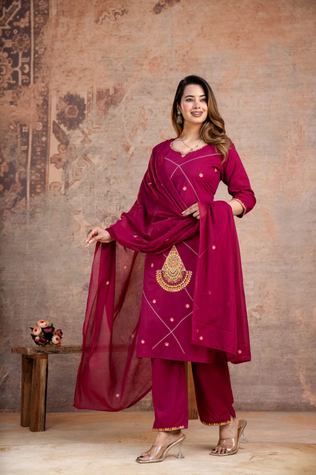 Magenta Radiance Embroidered Suit