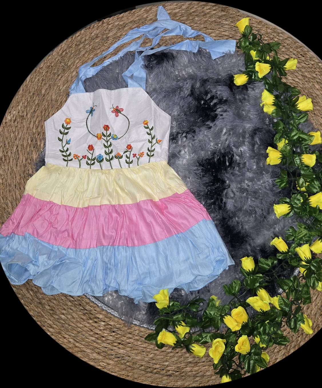 The rainbow ruffle celebration dress