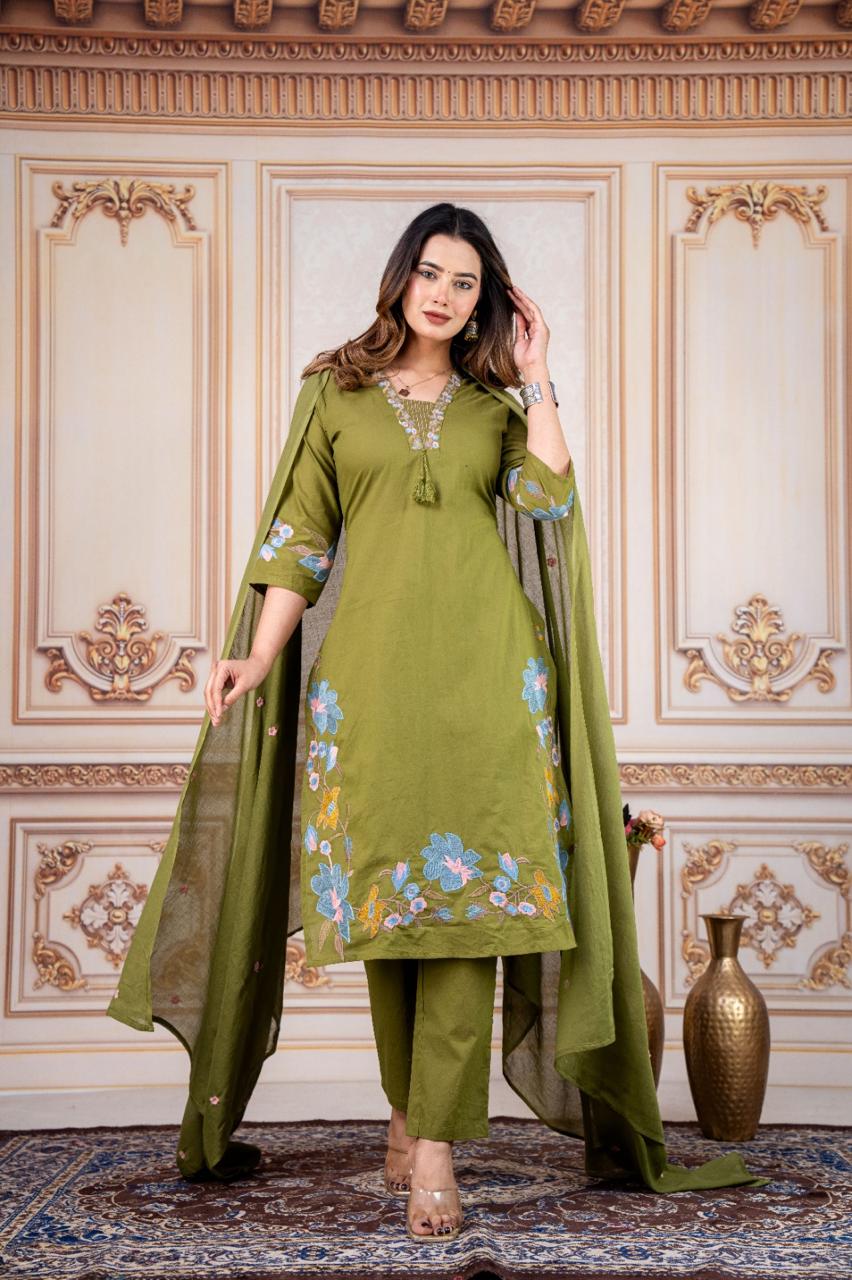 Olive Blossom Meadow Salwar Kameez