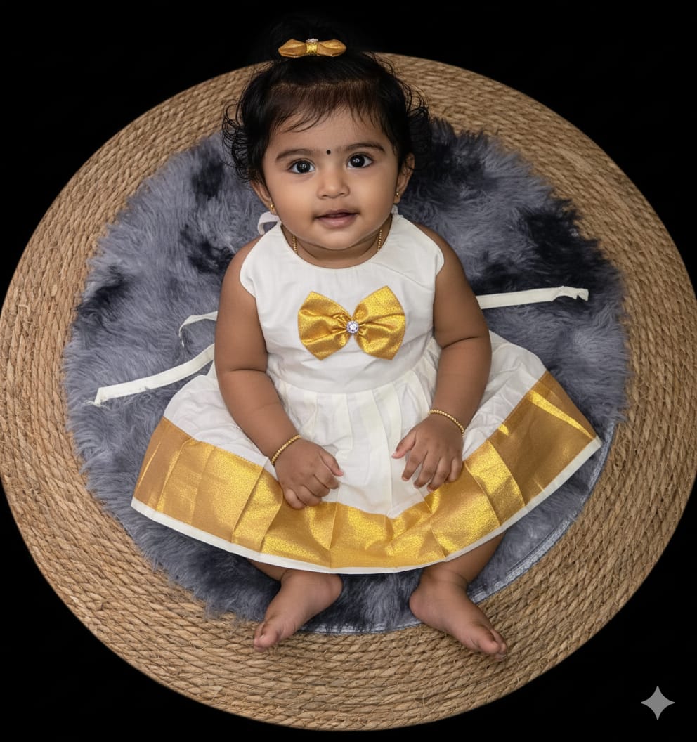 Royal ivory and gold frock dress