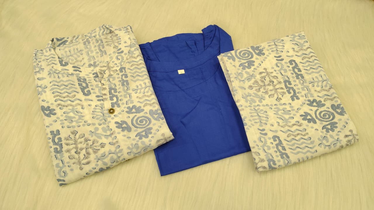 Elegant Monochrome Floral Three-Piece Co-ord Set