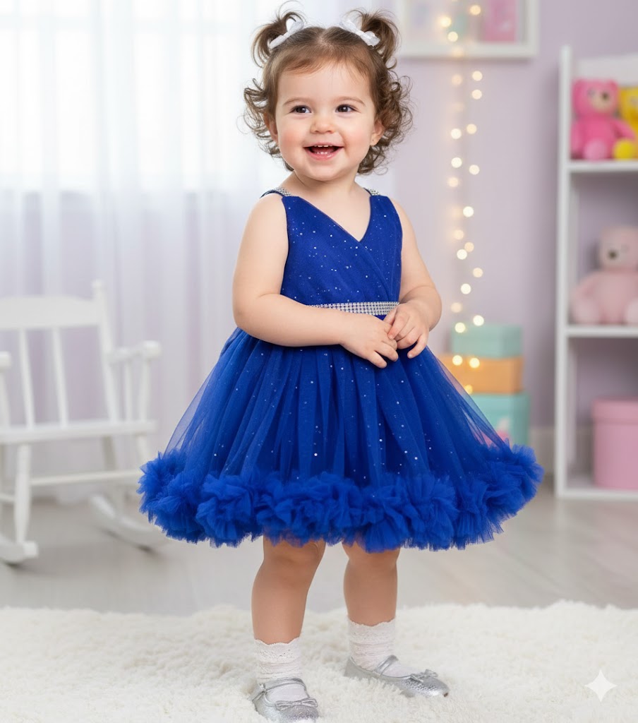 Midnight Starlet Royal Blue Ruffle Party Dress